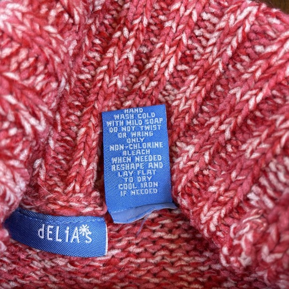 DELiAs Turtleneck Chunky Ribbed Knit Long Sleeve Mohair Blend Large Y2K Sweater - Picture 5 of 9